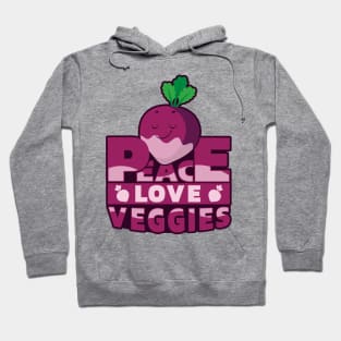 'Peace Love Veggies Vegan' Cool Hippie Peace Retro Gift Hoodie